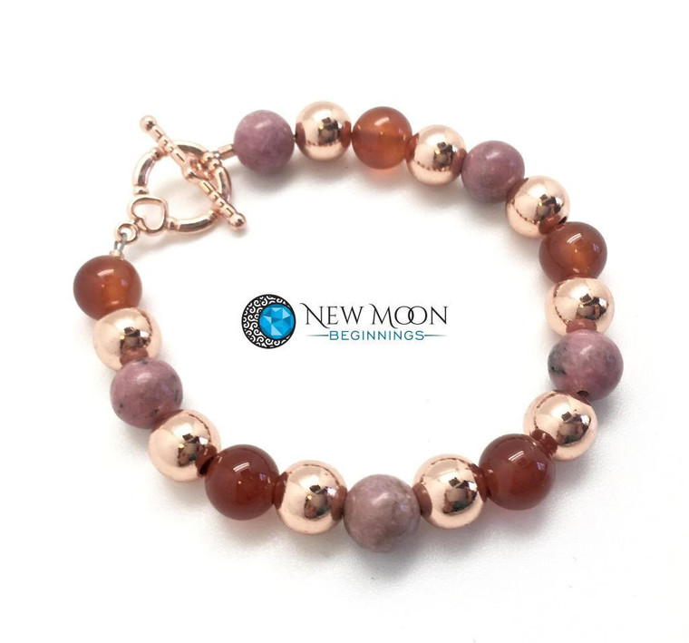 Wellness, Inner Stength & Positivity Clasp Bracelet - 8mm Beads 