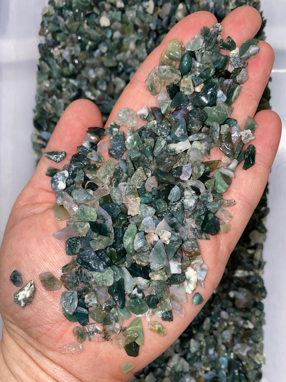 Bulk Moss Agate Stone Chips (1 lb. Bag) Size 5mm to 7mm | New Moon