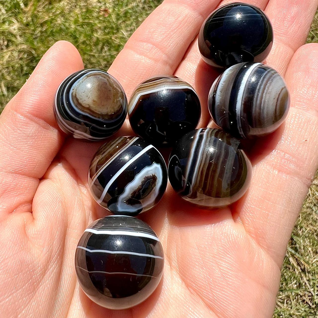 Black Sardonyx Sphere (Mini) Polished Stone New Moon Beginnings