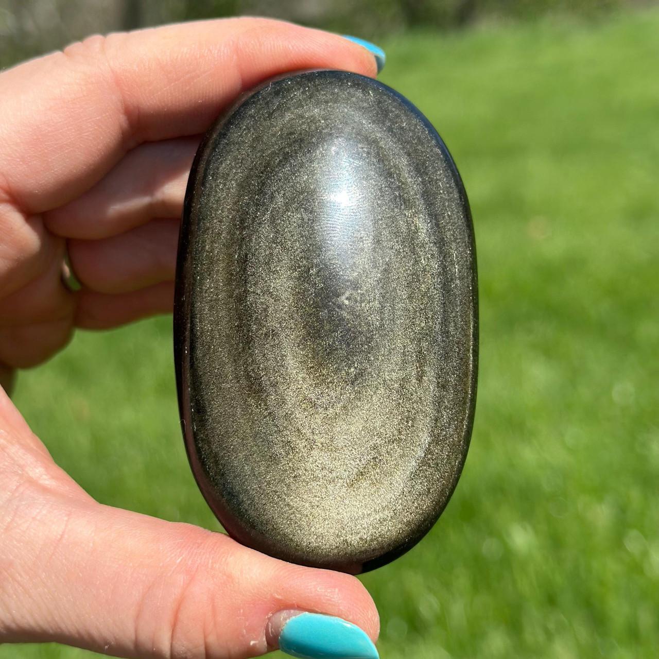 Gold Sheen Obsidian Palm Stone | New Moon Beginnings