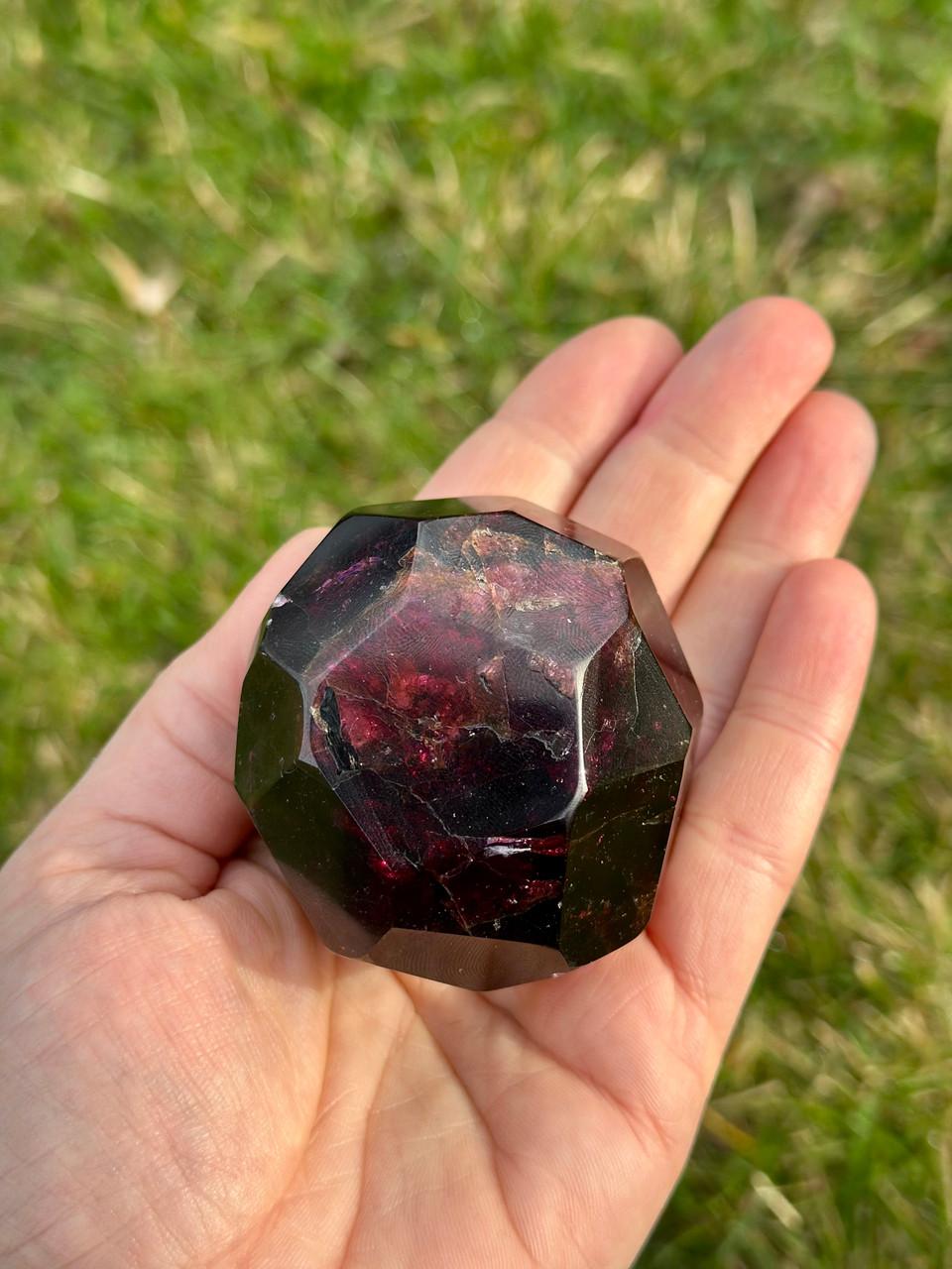 Faceted Polished Garnet Stone w/ small chips | New Moon Beginnings