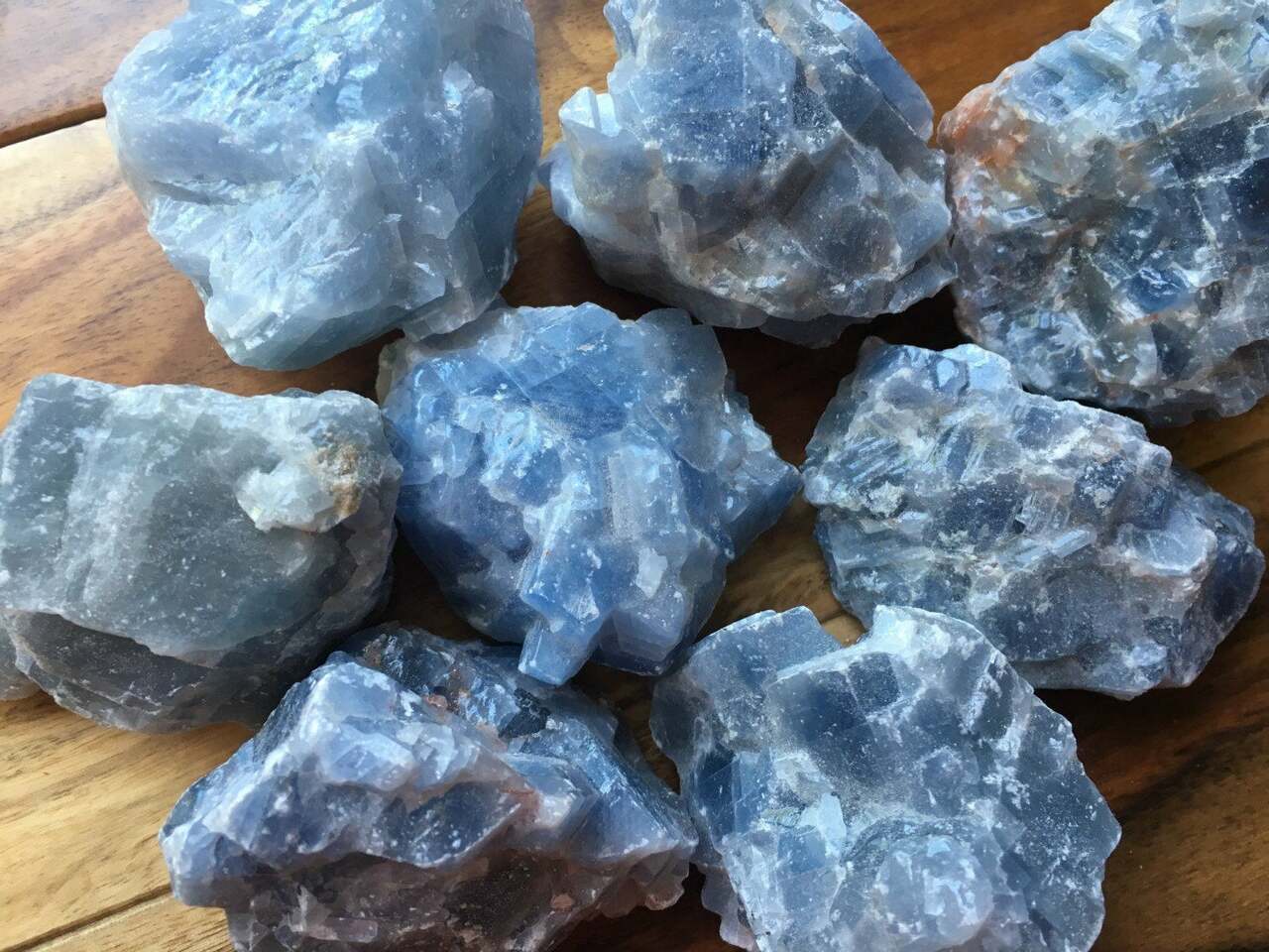 light blue calcite crystals