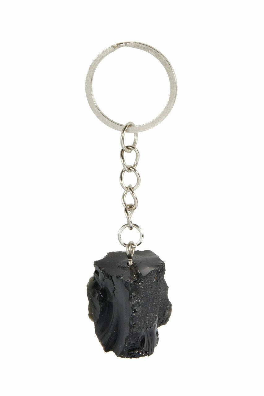 Raw Black Obsidian Stone Keychain | New Moon Beginnings