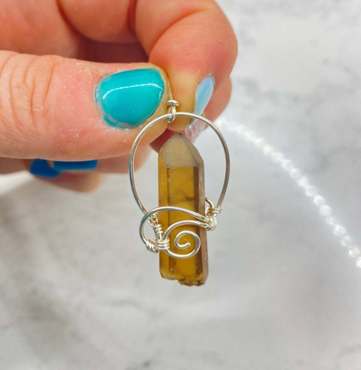 Natural Citrine Raw Point Pendant 