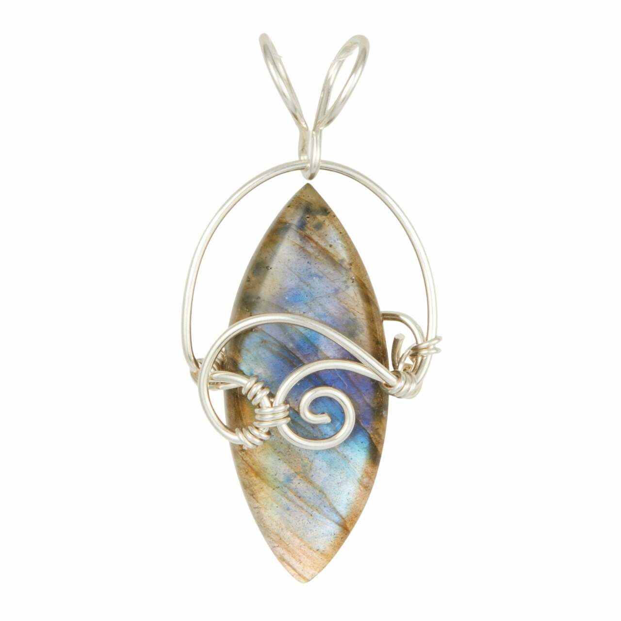 Labradorite Polished Marquise Pendant 