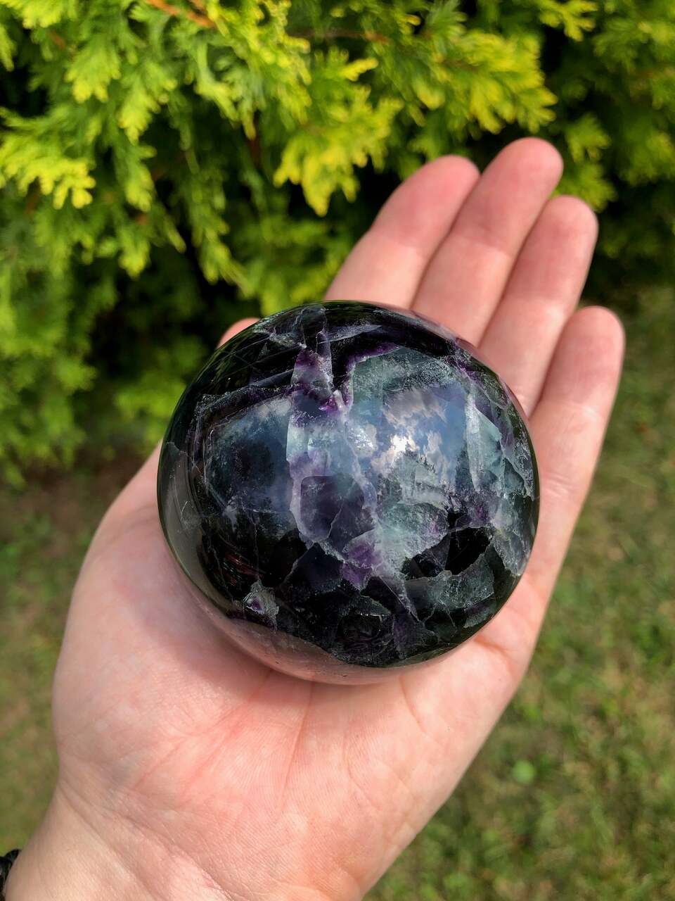 Rainbow Fluorite Sphere Polished Crystal New Moon Beginnings