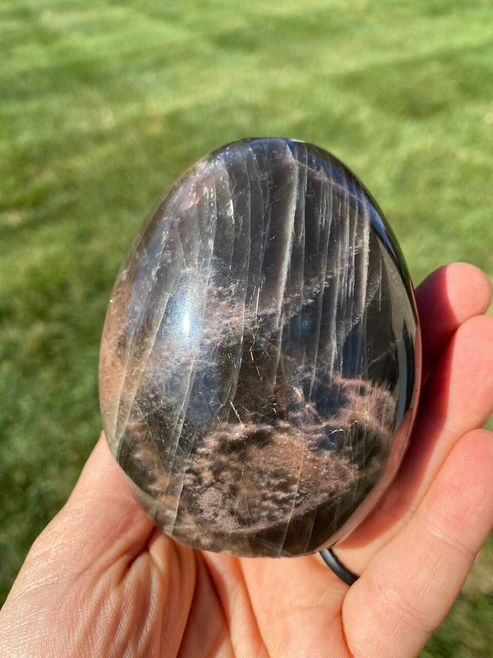 Black Moonstone Moon - Polished Standing Stone | New Moon Beginnings