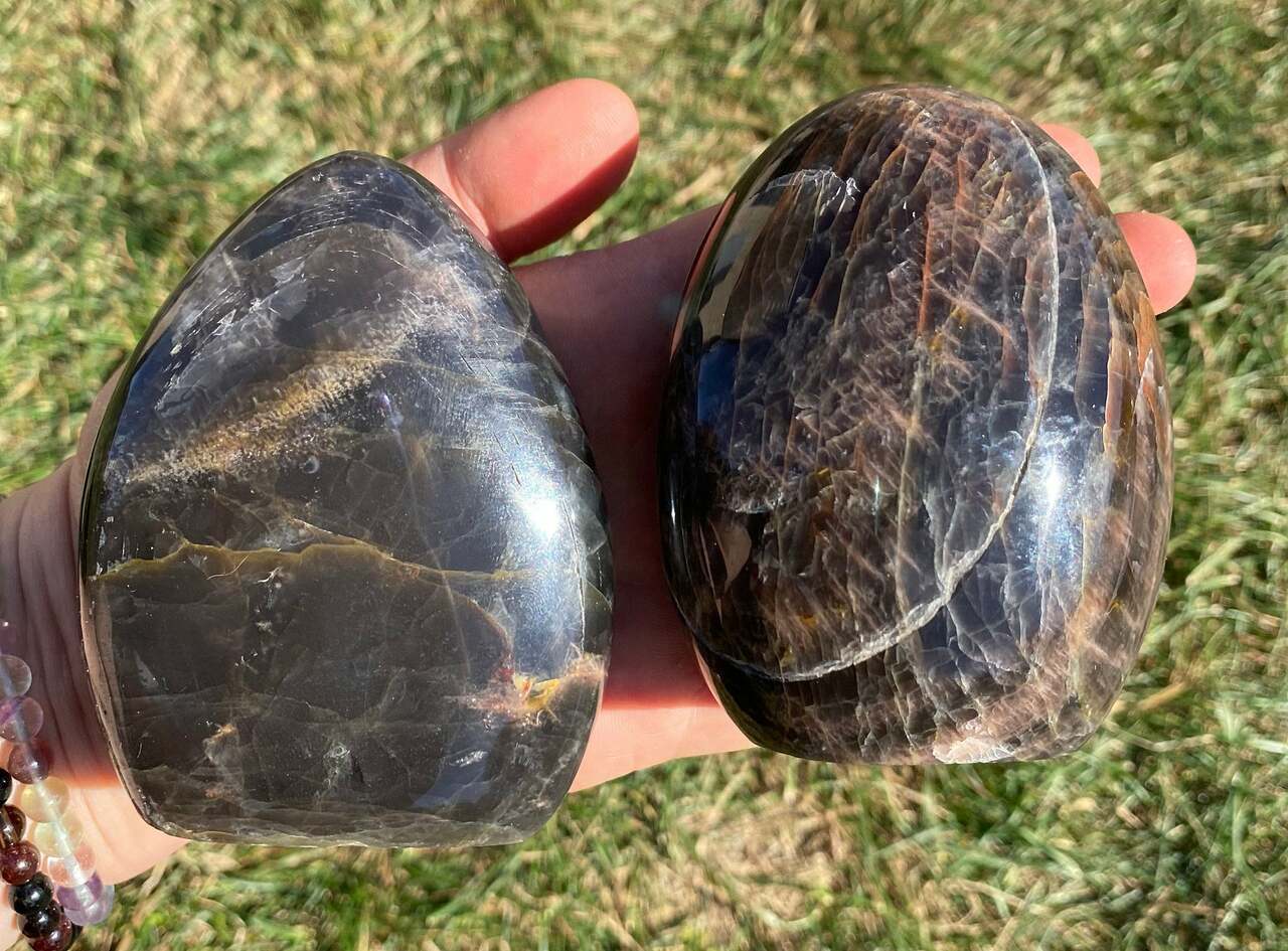 Black Moonstone Moon - Polished Standing Stone | New Moon Beginnings