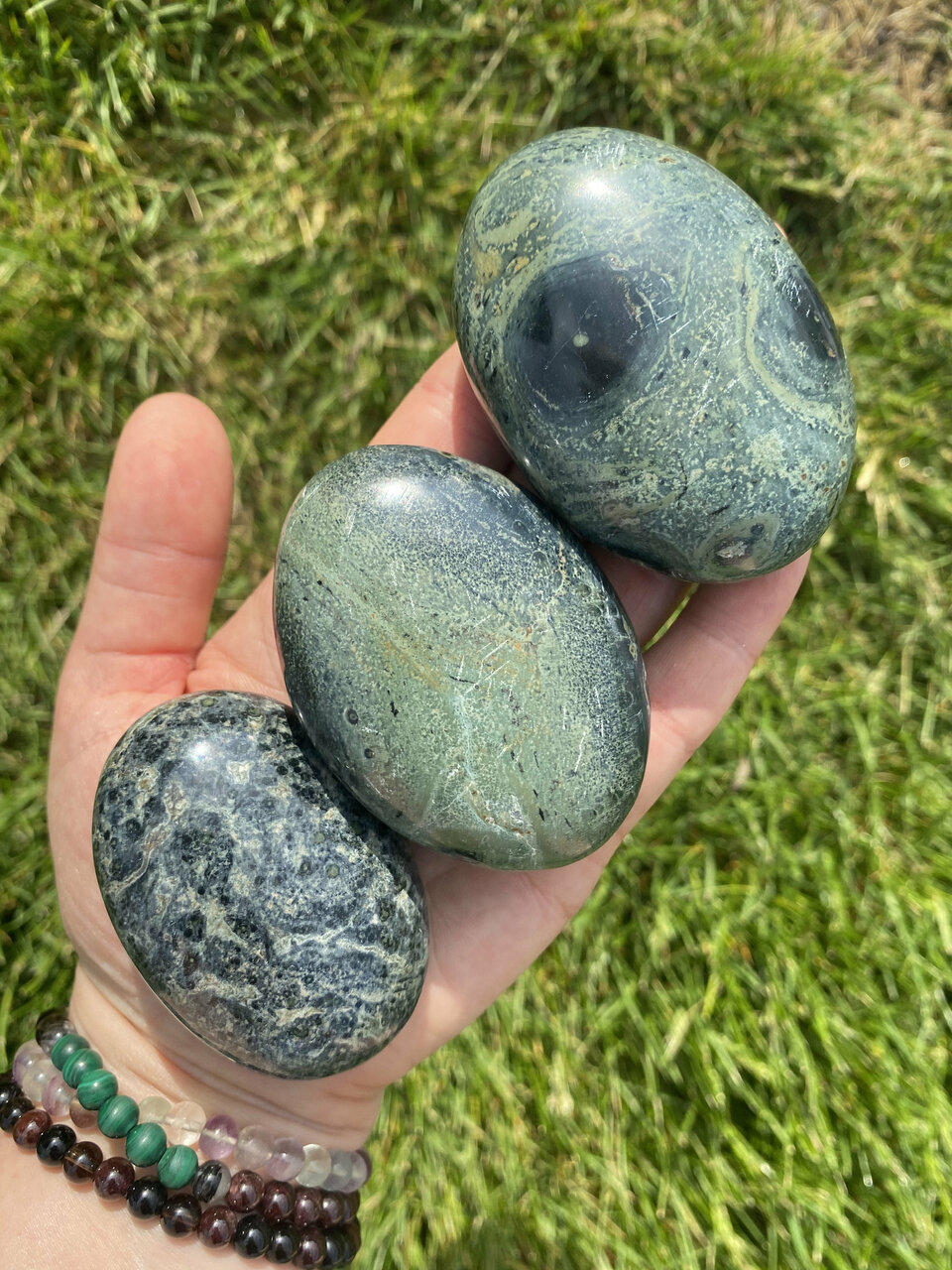 Kambaba Jasper Palm Stone 大自然のゴッホ　スフィア　① Kambaba Jasper Palm Stone 大自然のゴッホ