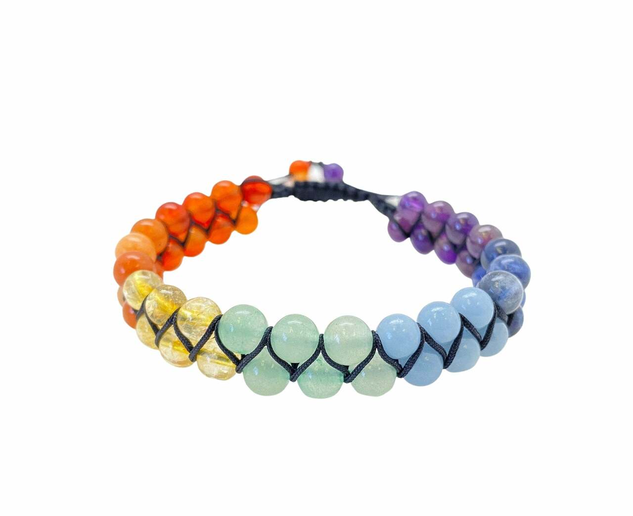 Natural Stone Beads Braided Chakra Bracelet Adjustable 4mm