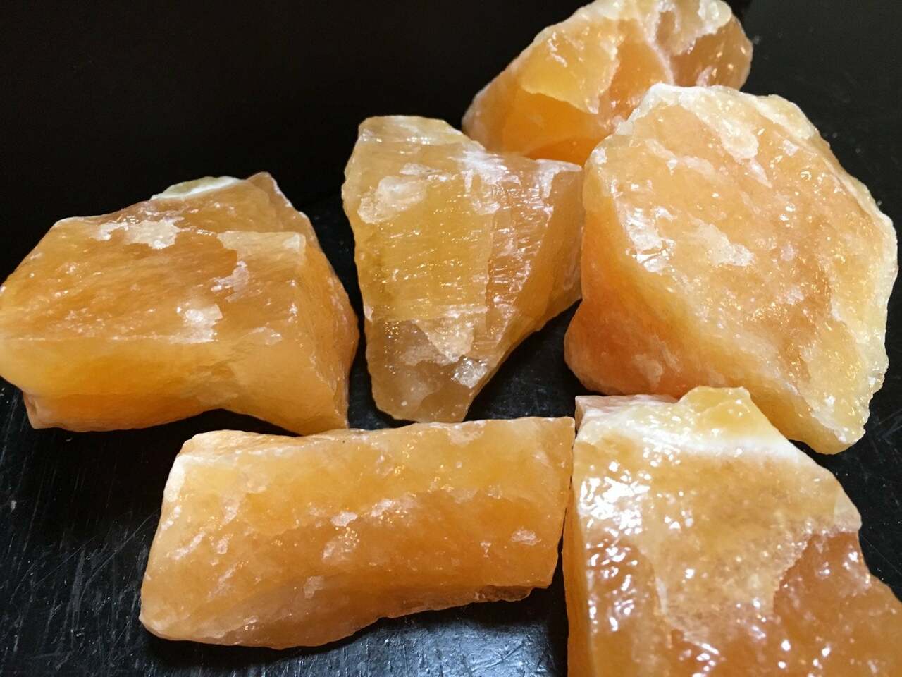 Raw Orange Calcite Crystal Natural Rough Calcite New Moon