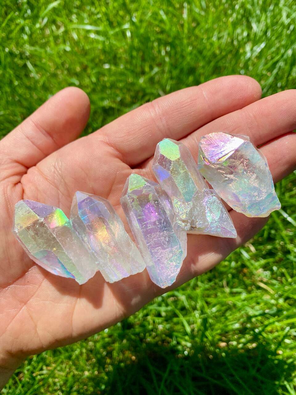 Raw Angel Aura Quartz Crystal Point Natural Shape New Moon1