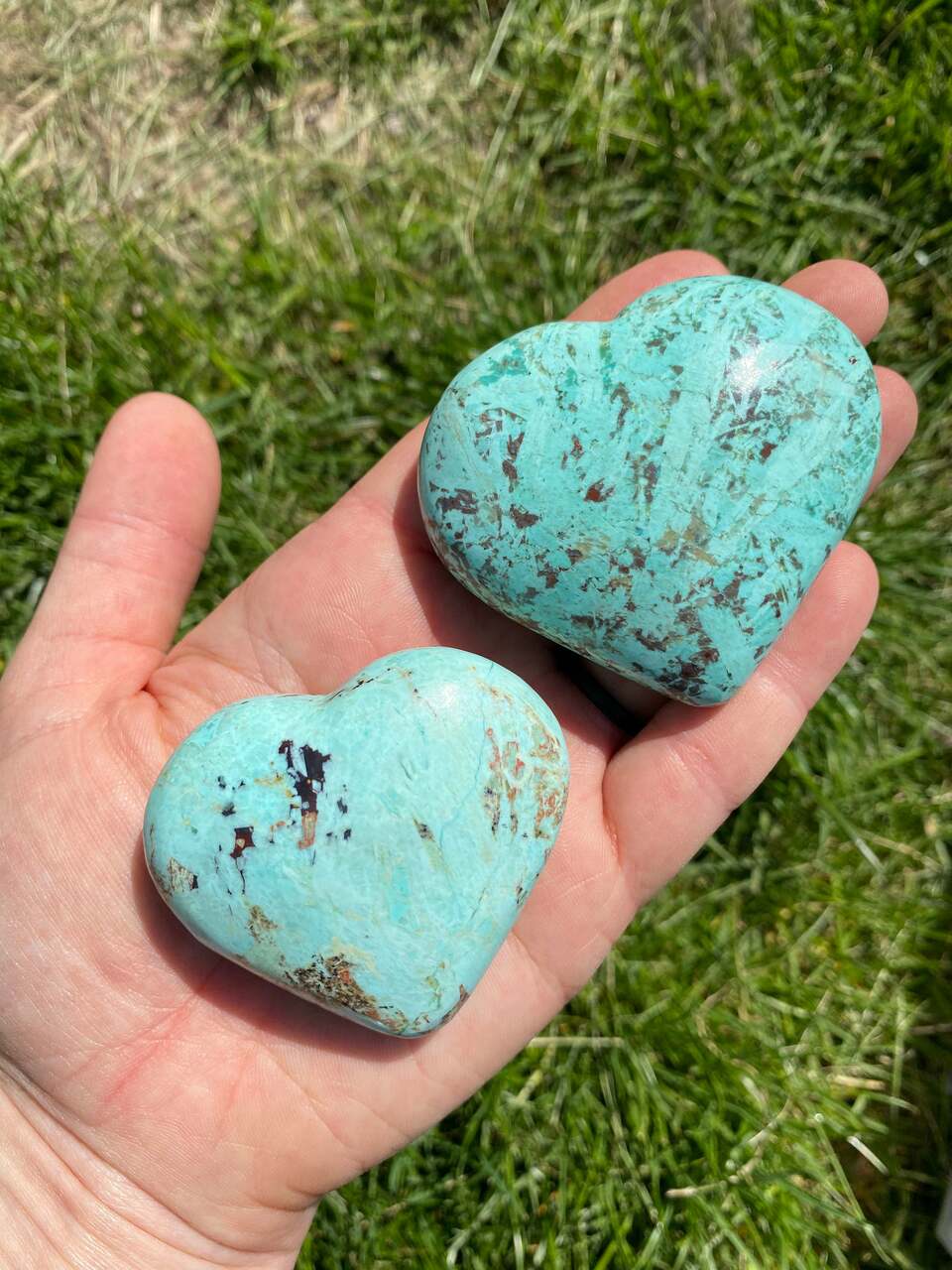 神聖ハート型ターコイズ Sacred Power Stone Turquoise Turquoise Heart Stone - Polished Turquose Heart | New Moon