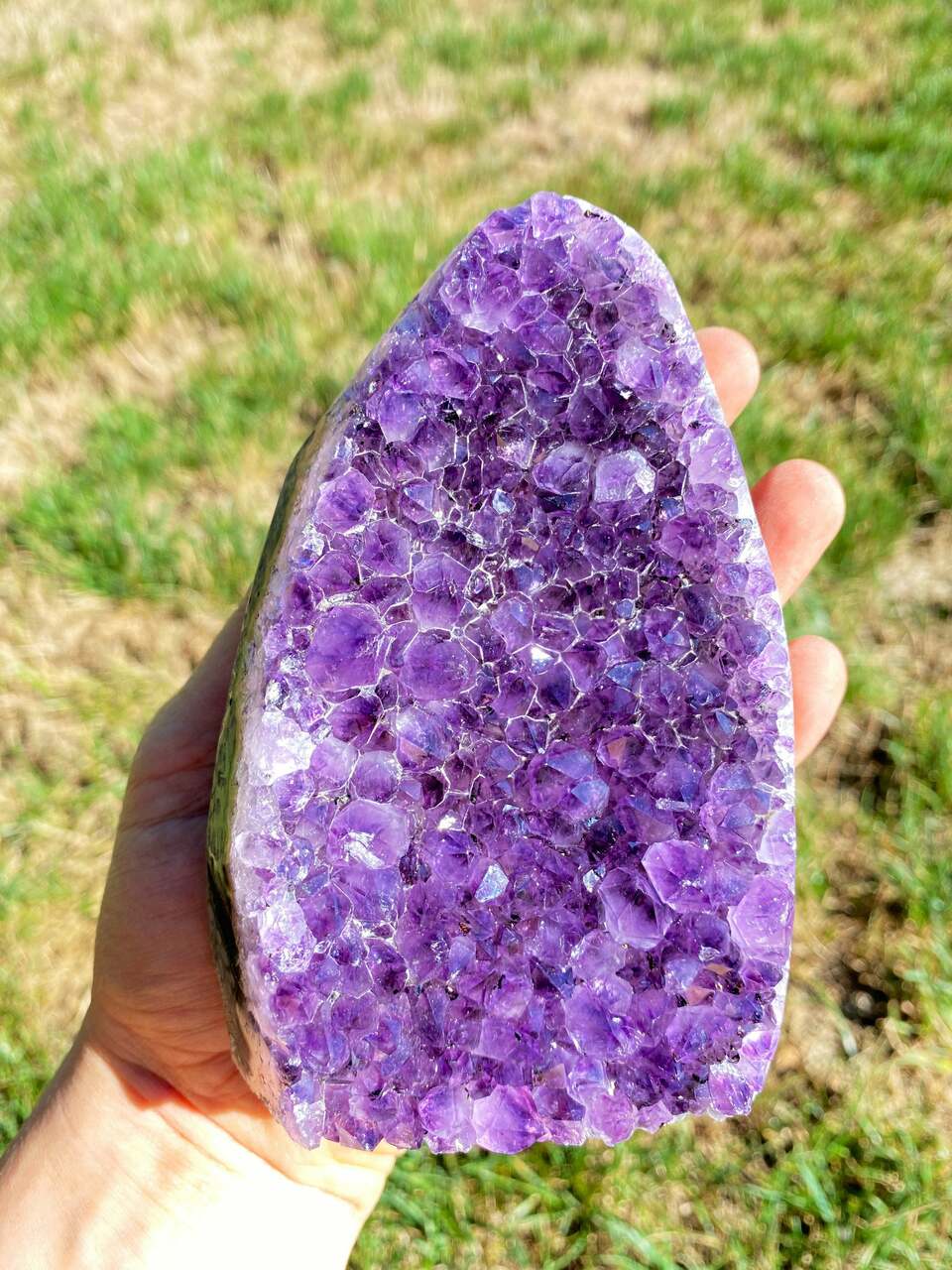Dyed Quartz Black Geode with Purple Center (3 Black Purple Amethyst Polished Stone Geode display picture 1