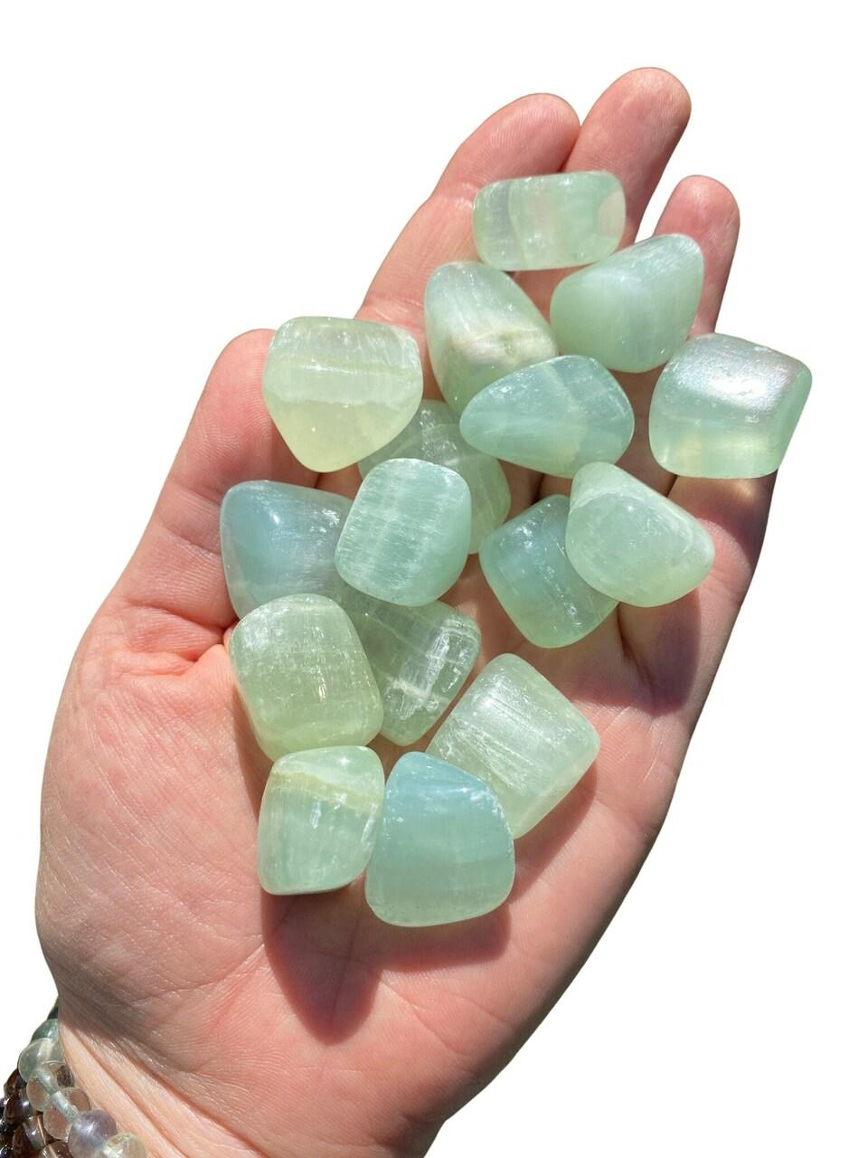 Tumbled Green Calcite Green Calcite Tumbled Stone New Moon