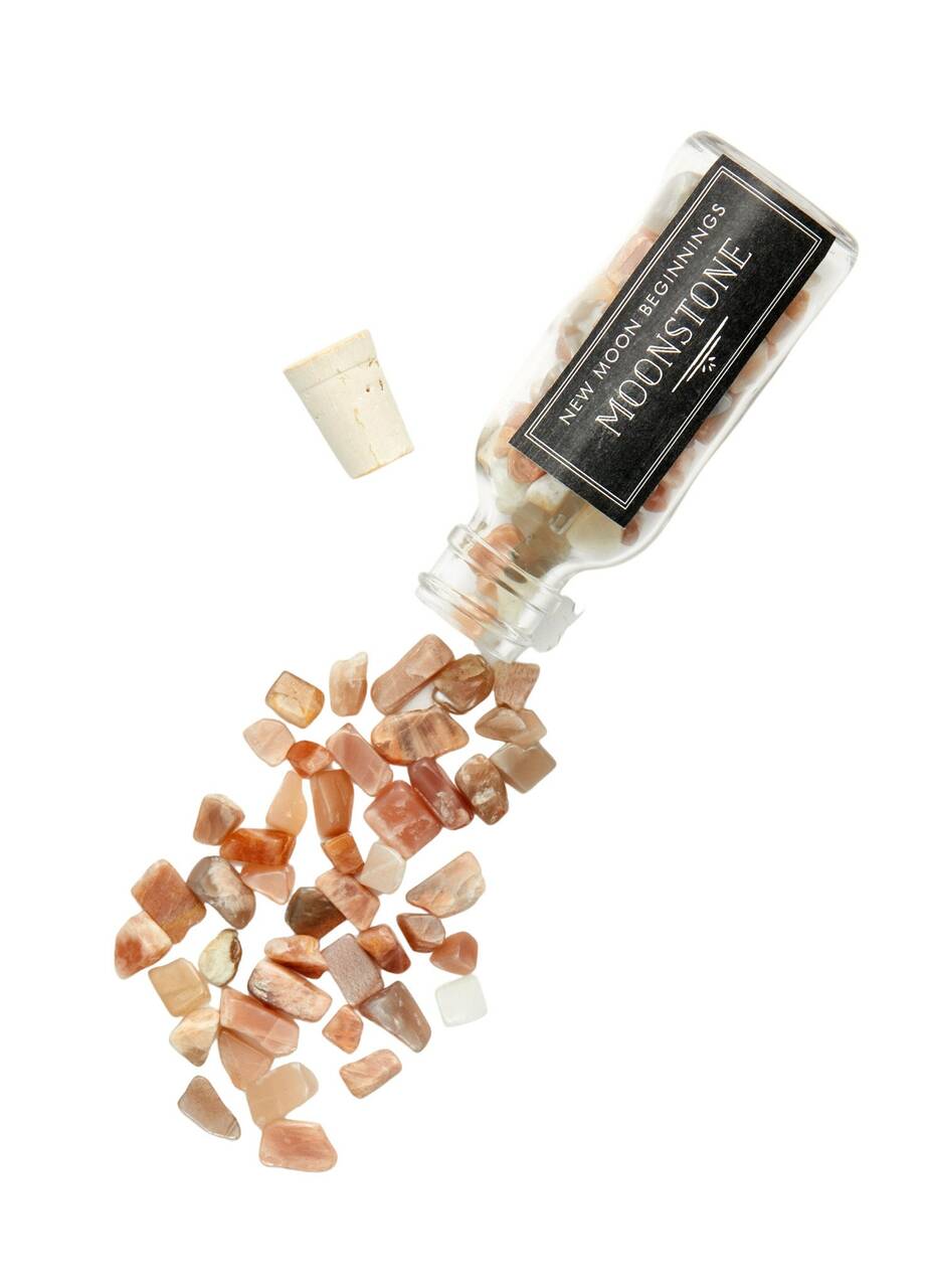 Moonstone Crystal Chips Bottle | New Moon Beginnings
