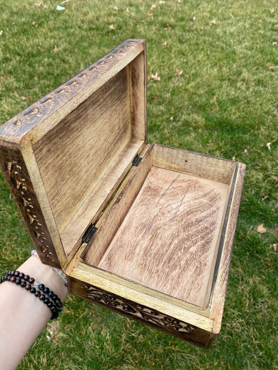 Floral Carved Wooden Box | New Moon Beginnings