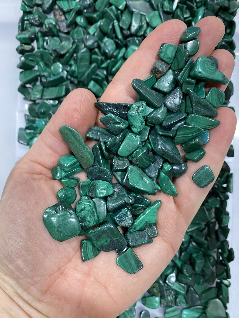 Malachite Polished Stone Chips 8mm 12mm (1 Bag) New Moon