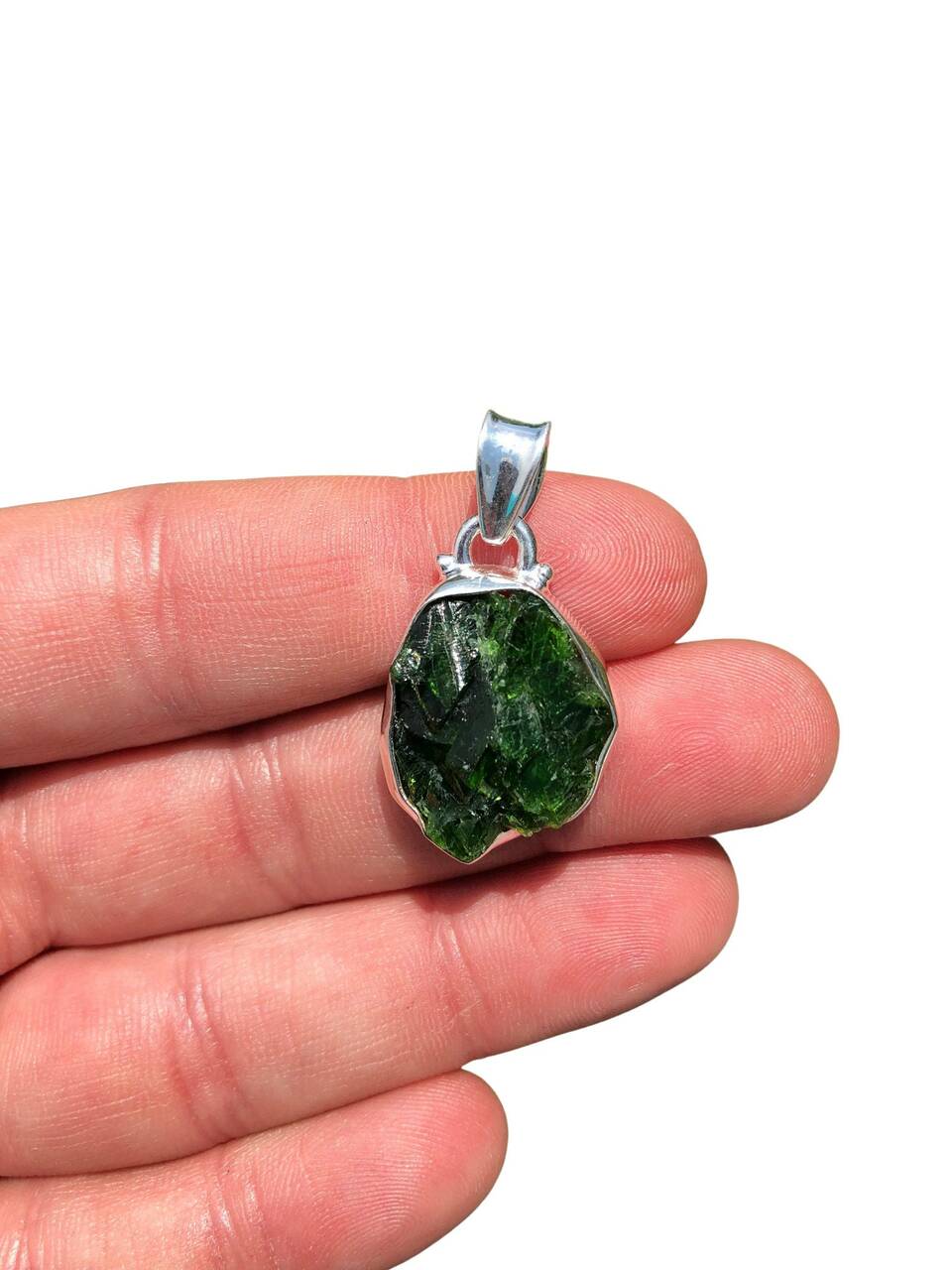 Genuine Chrome Diopside Necklace - Russian Green Gemstone Sterling Silver Adjustable Healing Necklace