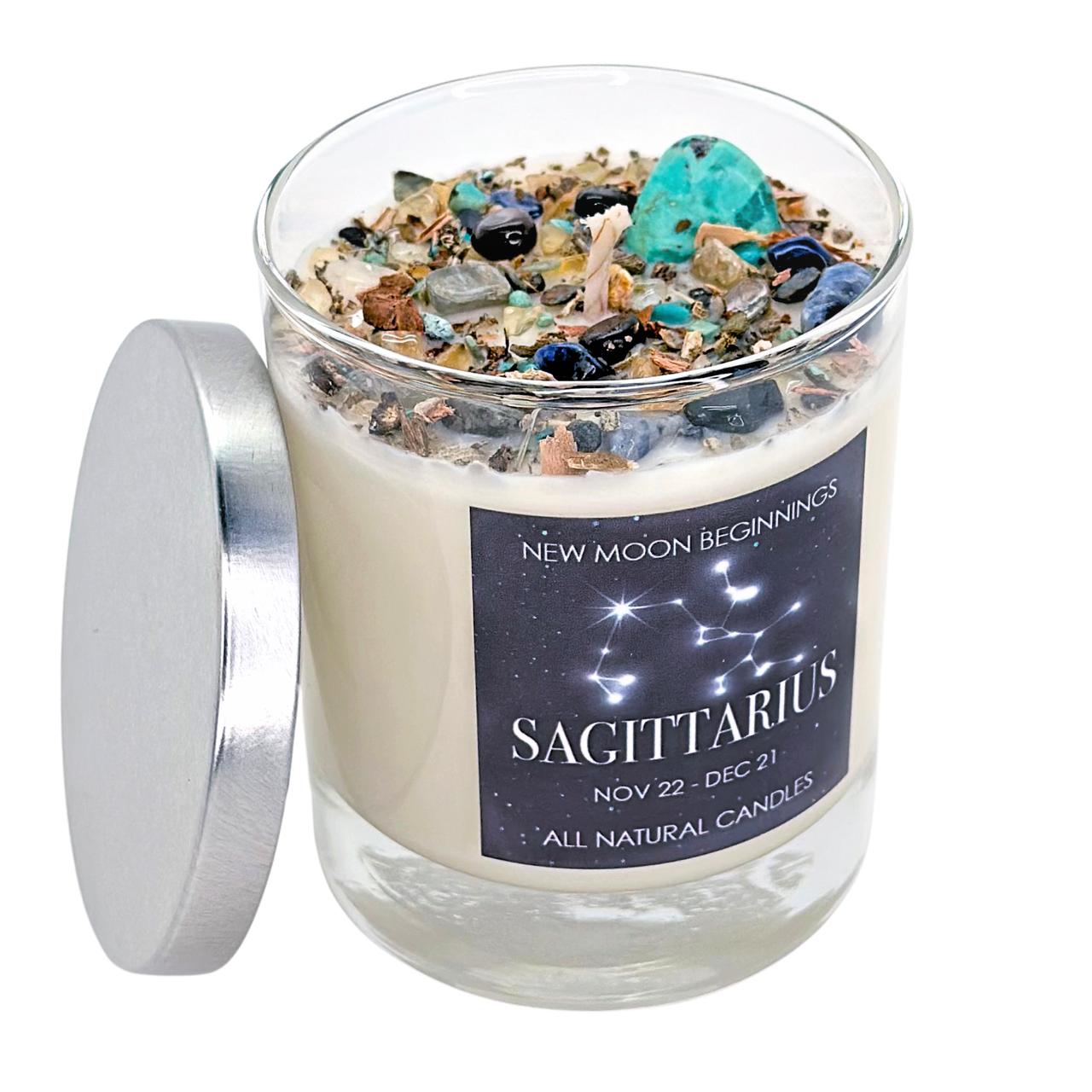 Sagittarius Crystal Candle - Zodiac (Nov. 22 - Dec. 21) | New Moon