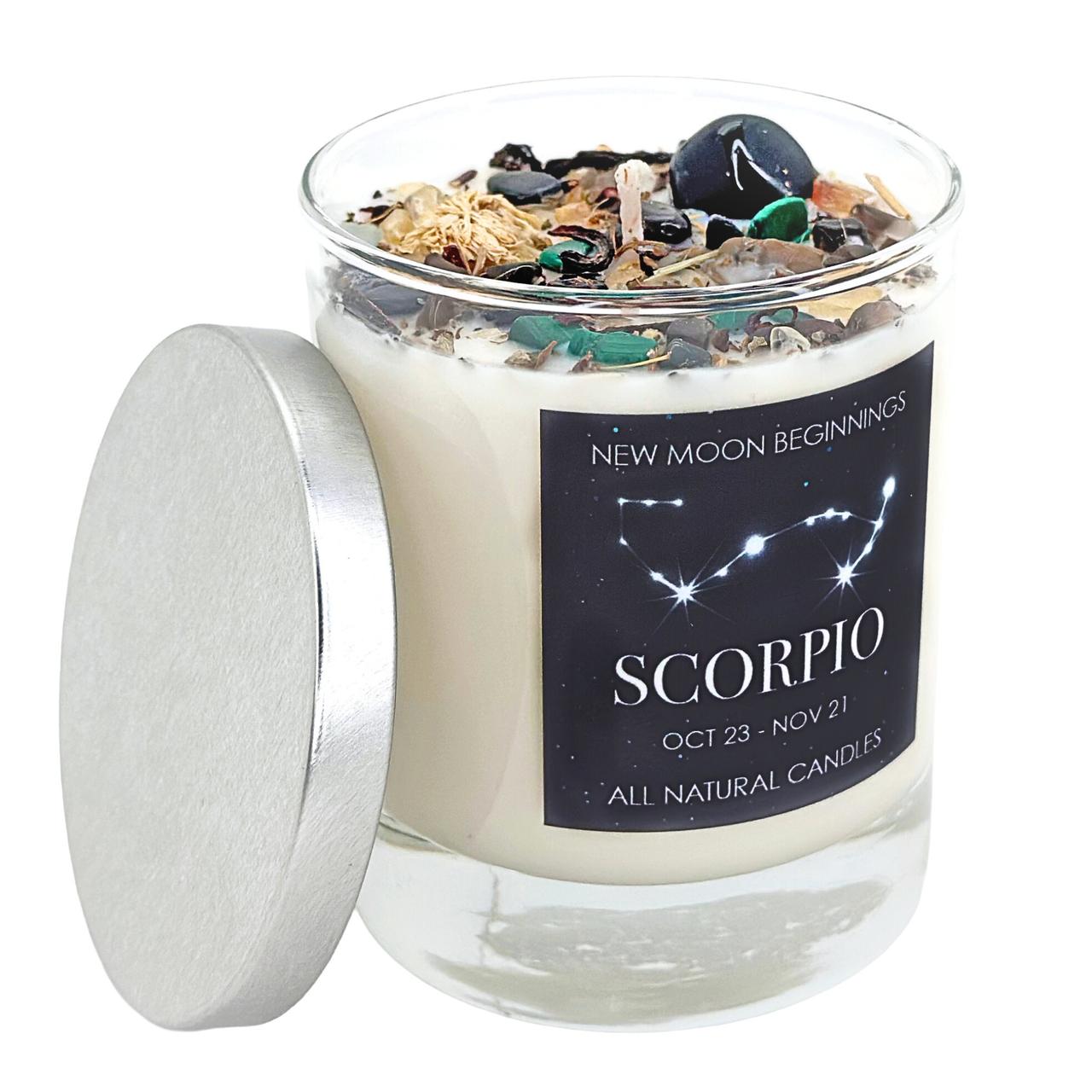 Scorpio Crystal Candle - Zodiac (Oct. 23 - Nov. 21) | New Moon