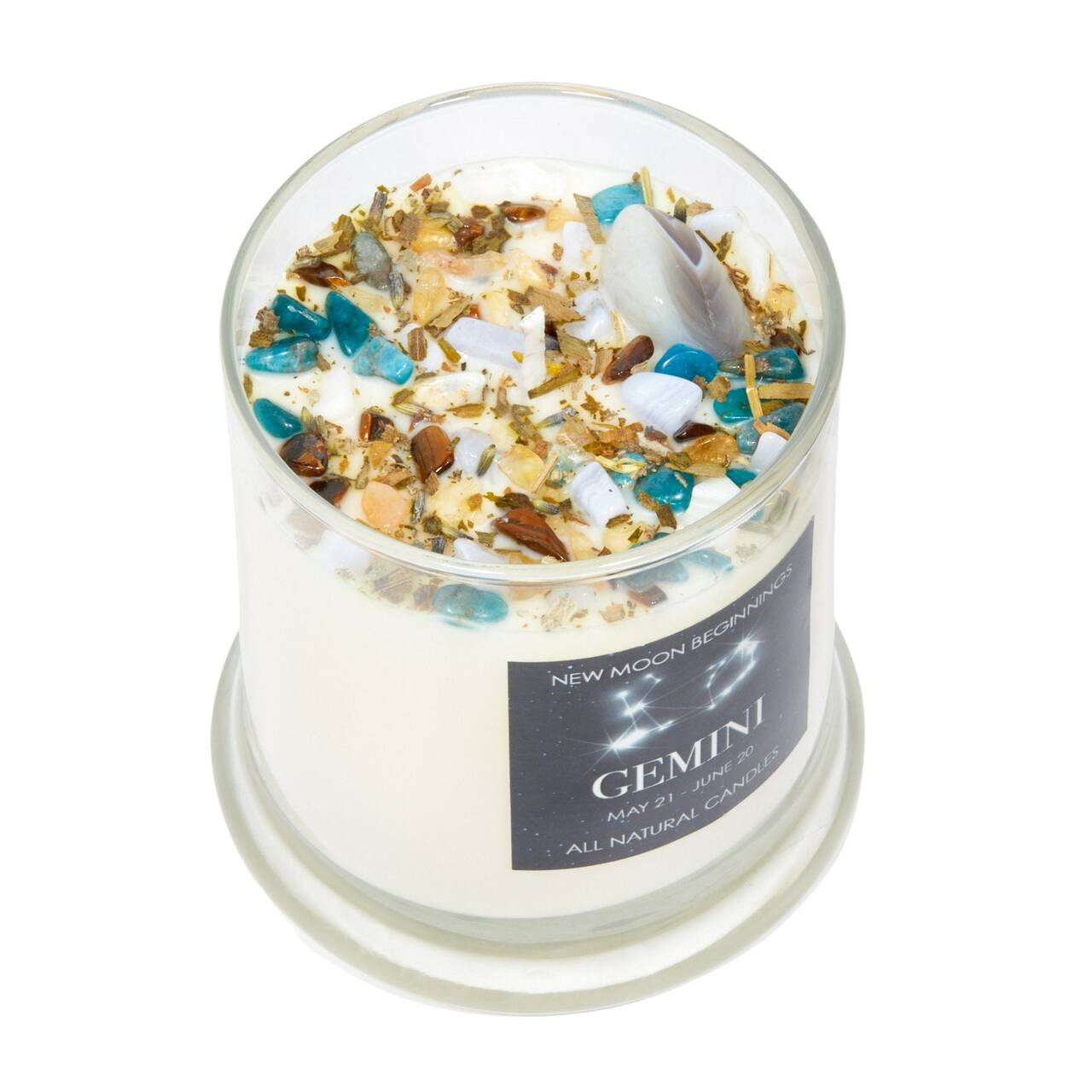 Gemini Crystal Candle - Zodiac (May 21 - Jun. 20) | New Moon