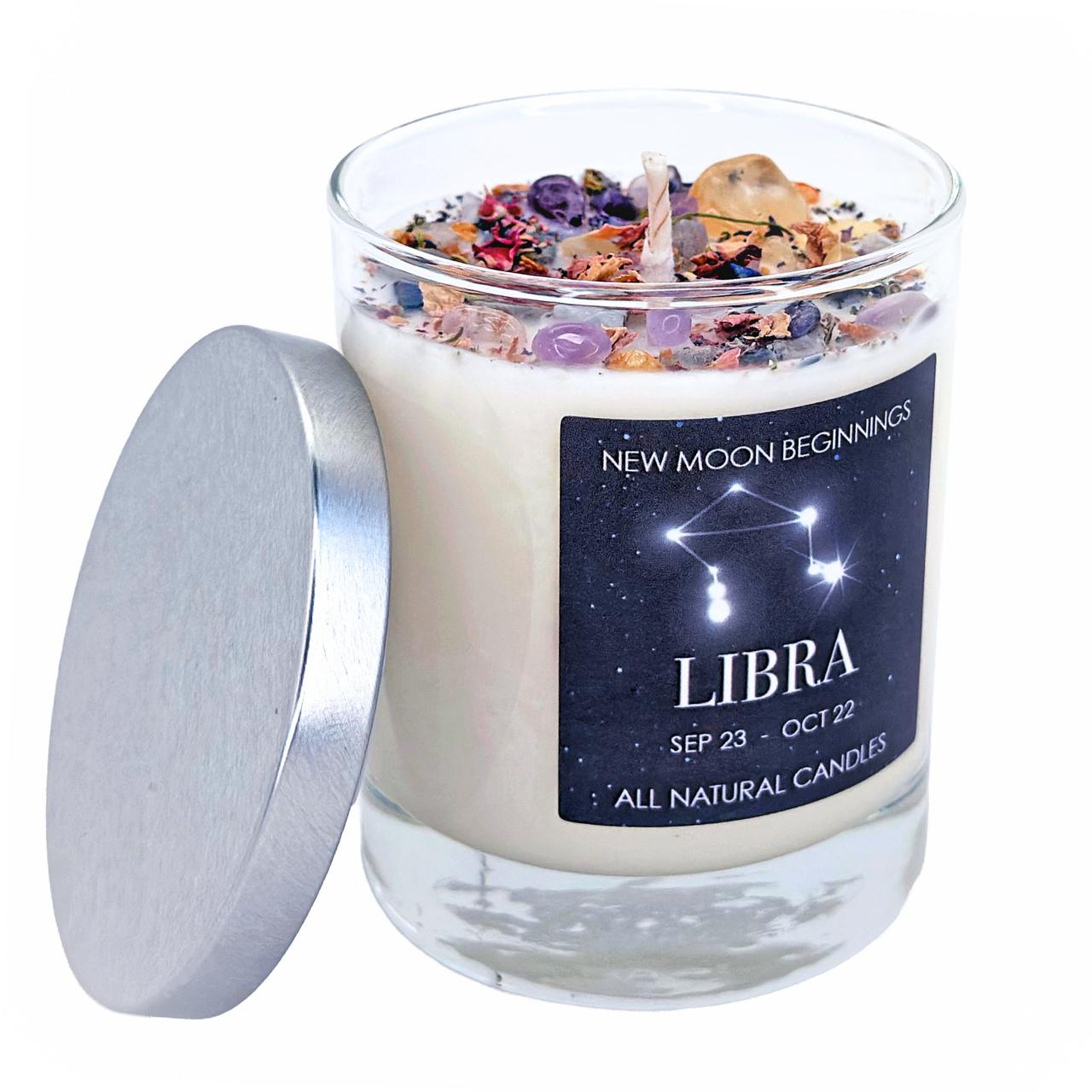 Libra Crystal Candle - Zodiac (Sep. 23 - Oct. 22) | New Moon