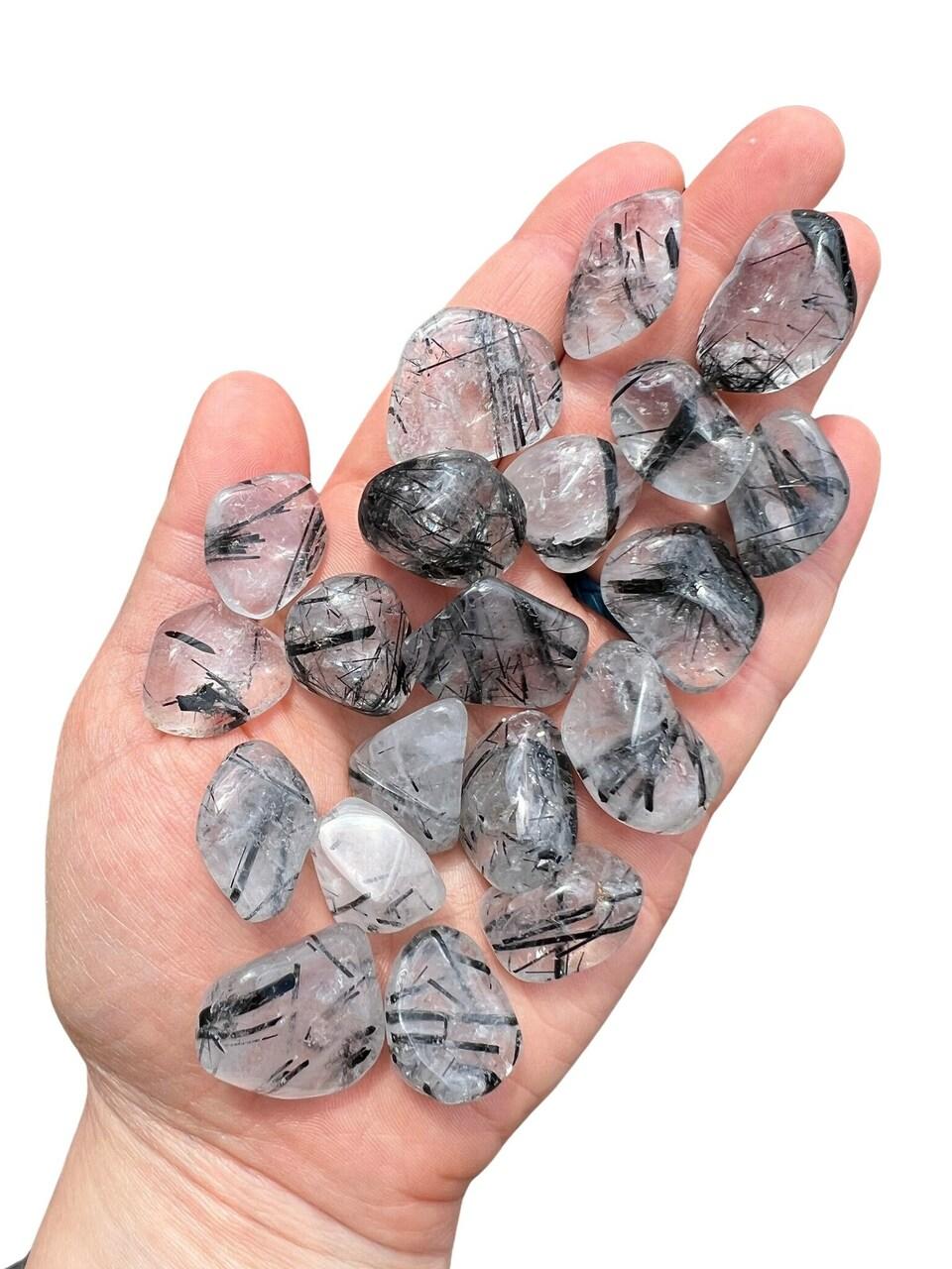 Tourmalinated Quartz Tumbled Stone Grade AA New Moon Beginnings