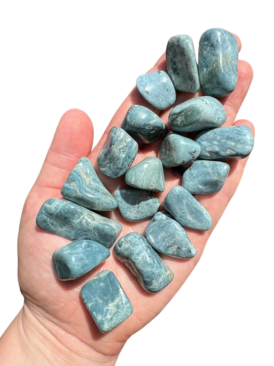 Blue Jade Tumbled Stone Grade AB New Moon Beginnings
