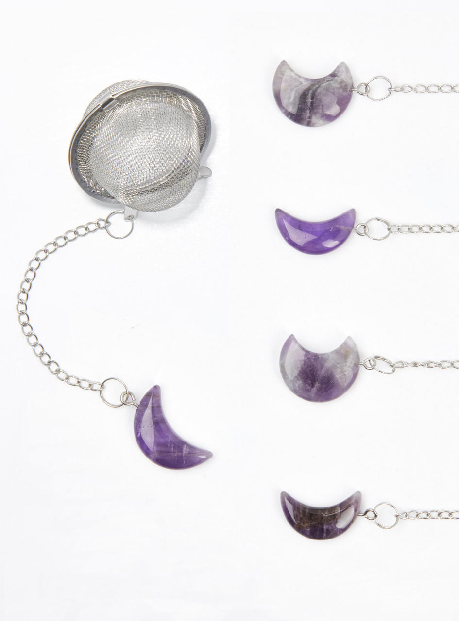Amethyst Moon Shaped Crystal Tea Infuser New Moon Beginnings