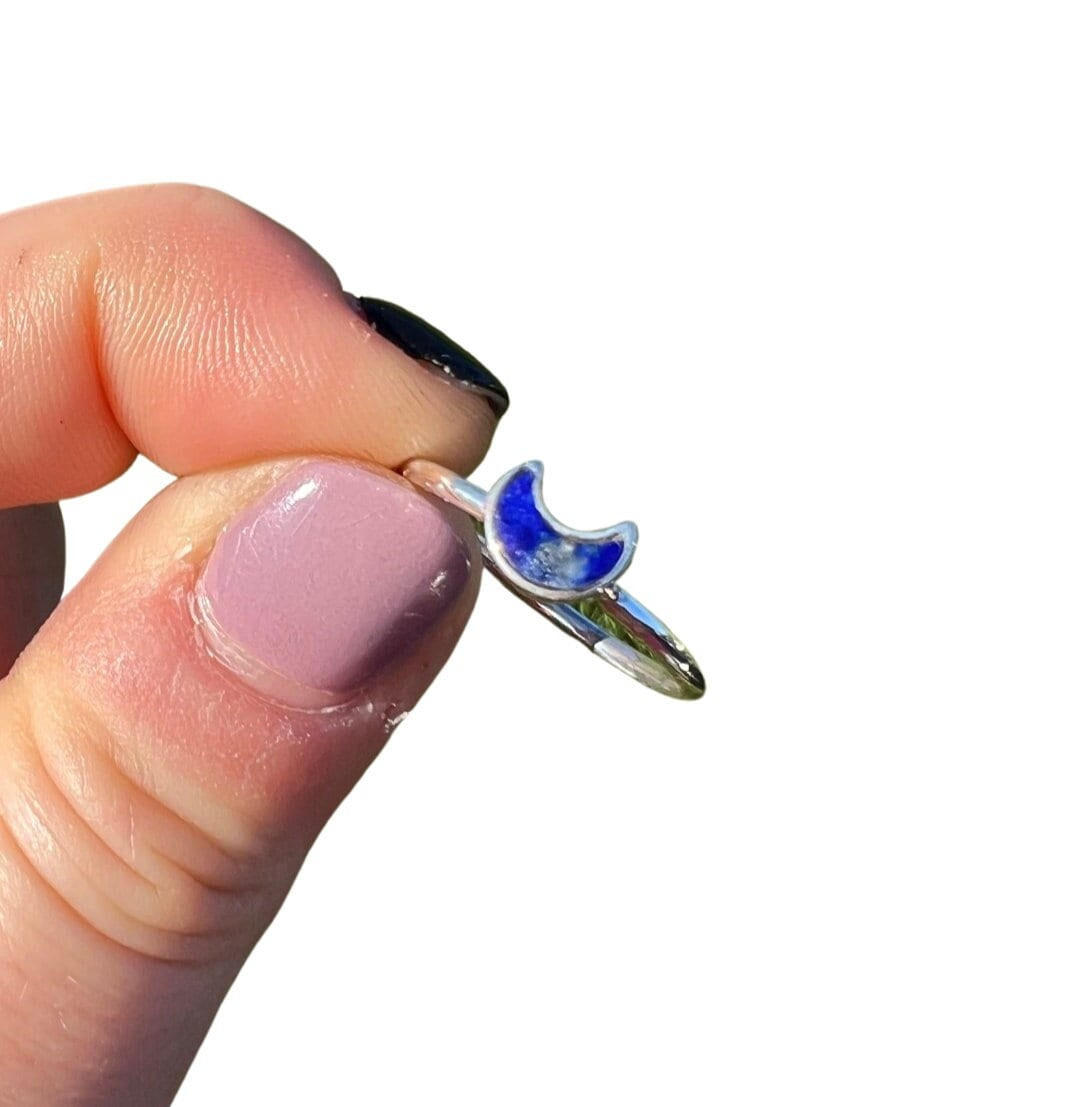 Lapis Lazuli Moon Ring in Sterling Silver | New Moon Beginnings