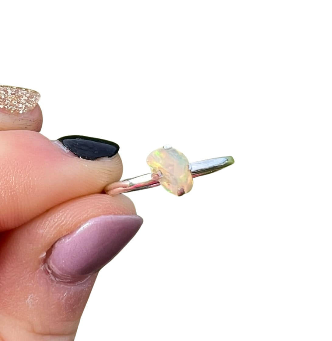 Raw Ethiopian Opal Ring in Sterling Silver | New Moon Beginnings