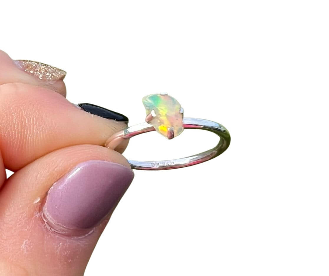 Raw Ethiopian Opal Ring in Sterling Silver New Moon Beginnings