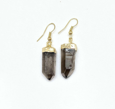 R.ALAGAN/KNOT SMOKY QUARTZ EARRINGS(SILVER)