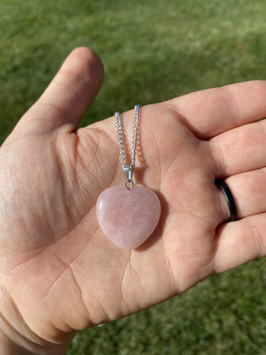 Rose Quartz Polished Heart Pendant in 