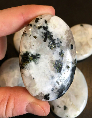 Rainbow Moonstone Palm Stone - Polished Stone Oval