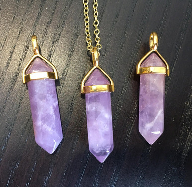 Raw Amethyst Crystal Necklace - Silver Wrapped Pendant - SolsticeWaves –  solsticewaves
