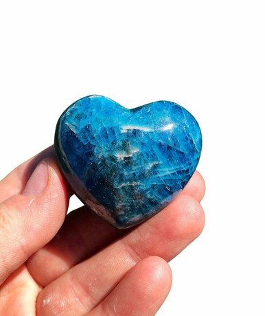 Blue Apatite Heart - Polished Stone Heart