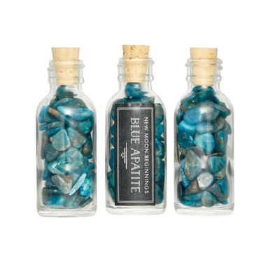 Blue Apatite Crystal Chips Bottle