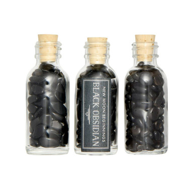 Black Obsidian Crystal Chips Bottle