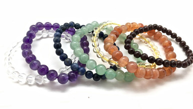 Xusamss Fashion Yoga Colorful Chakra Bracelet 8MM Hematite Beads Elastic Bracelet Bangle Xusamss Fashion Yoga Colorful Chakra Bracelet 8MM Hematite Beads Elastic Bracelet Bangle