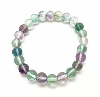 Rainbow Fluorite Elastic Bracelet - 6mm & 8mm Beads
