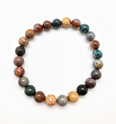 送料関税込【CRAFTD London】Ocean Beaded Bracelet 8mm☆国内発 Ocean Jasper Elastic Bracelet - 8mm Beads | New Moon Beginnings