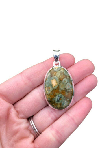 Rhyolite Pendant - Polished Oval - Sterling Silver - No.437