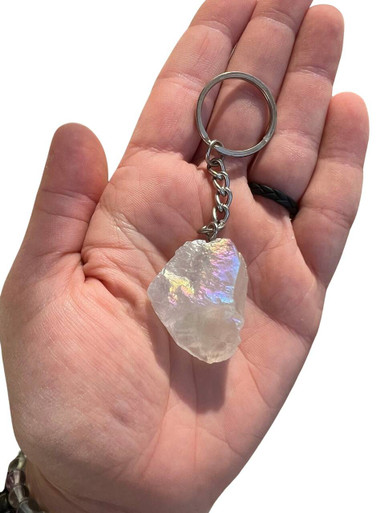 Angel Aura Quartz Crystal Keychain