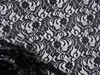 Embroidered Stretch Lace Apparel Fabric Sheer Metallic Sheen Floral Black GG106