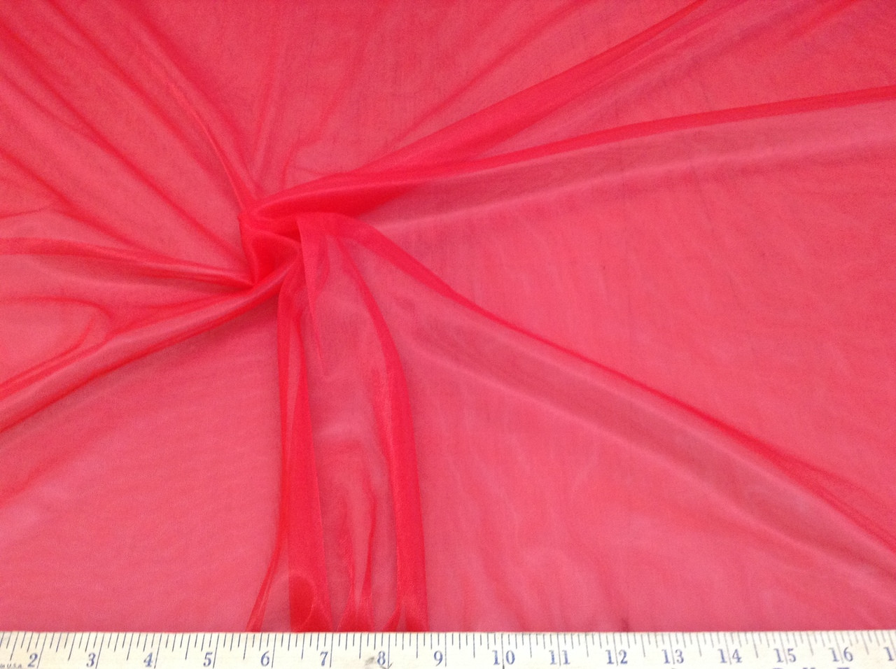 Discount Fabric Stretch Voile Red 108 inch Sheer 303VO