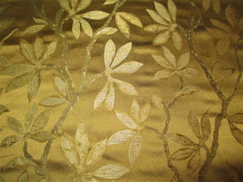 Fabric Robert Allen Beacon Hill Summer Leaves Caper 100% Silk Drapery 43HH