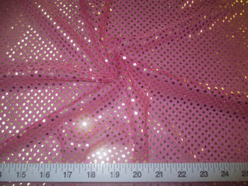 Fabric Stretch Glitter Mesh Sequin Dots Magenta Pink and Gold Sheer Sparkle 50L