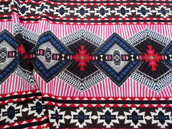 Fabric Printed Liverpool Textured 4 way Stretch Aztec Diamond Multi Colored K300